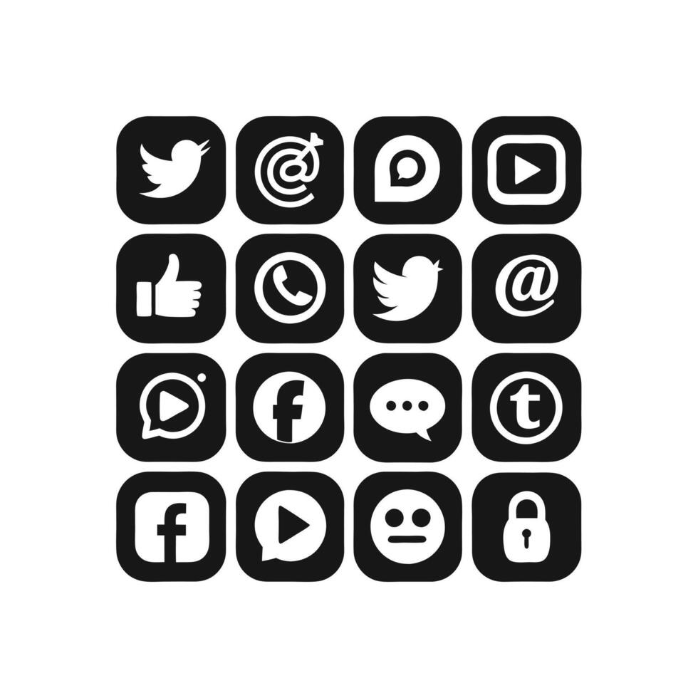 Social Media Icon Set Collection for Websites and Mobile Applications vector