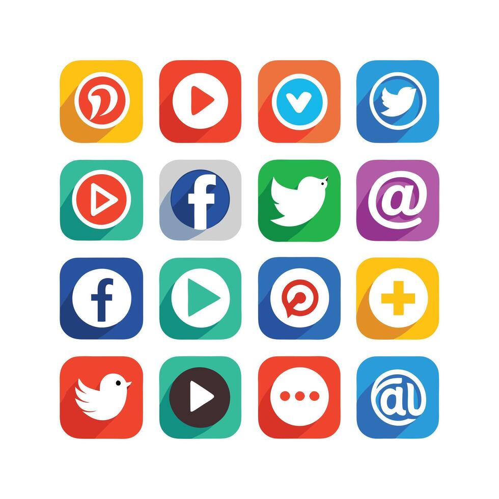 Social Media Icon Set Collection for Websites and Mobile Applications vector