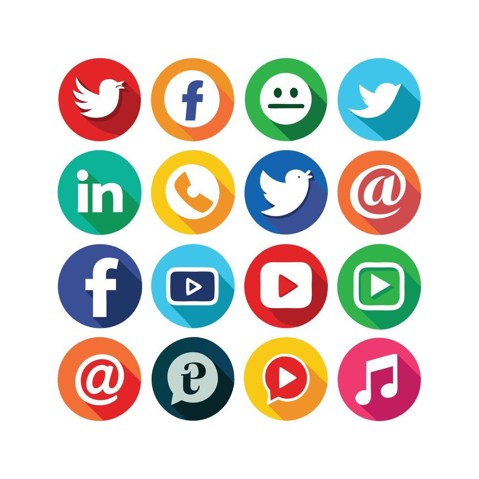 Social Media Icon Set Collection for Websites and Mobile Applications vector
