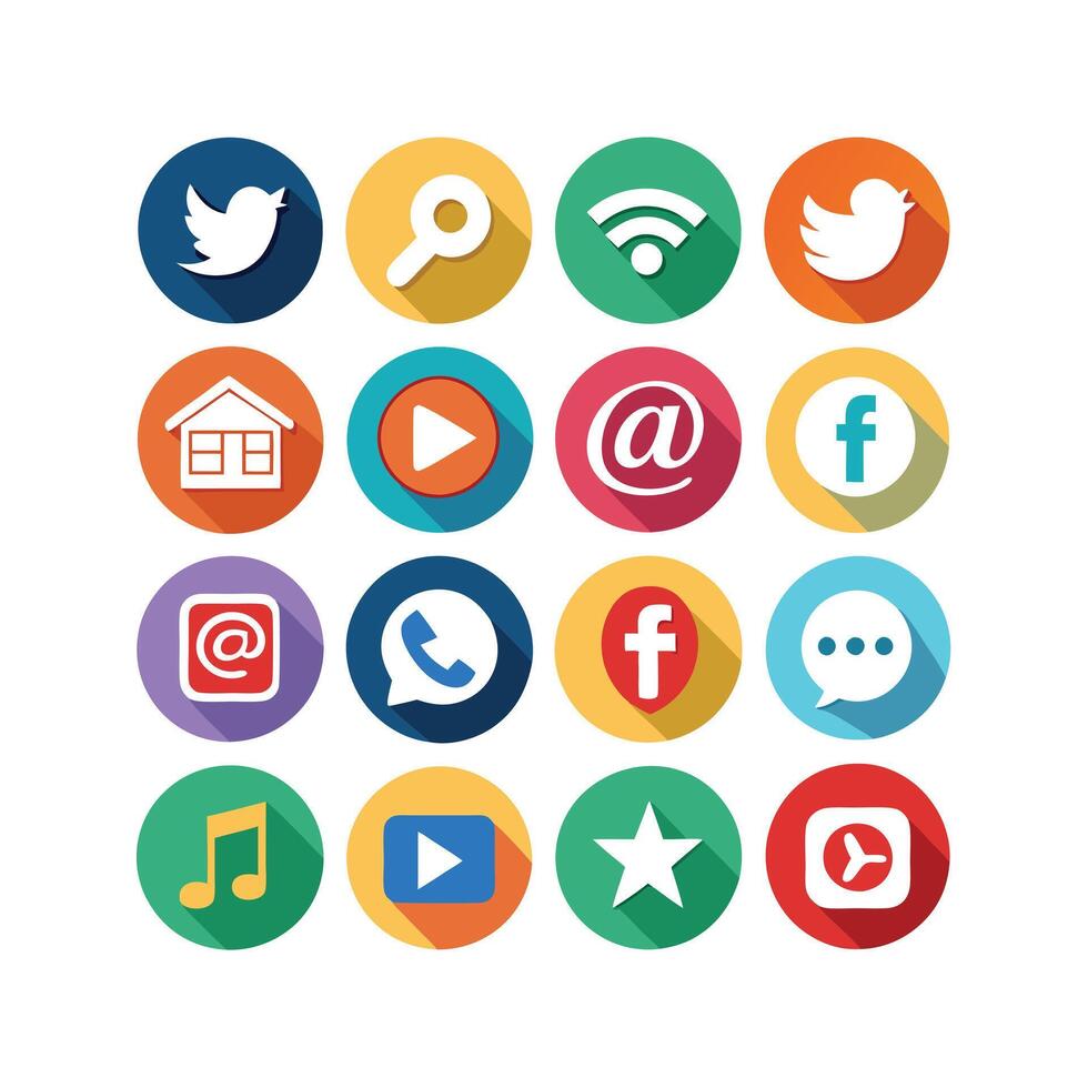 Social Media Icon Set Collection for Websites and Mobile Applications vector