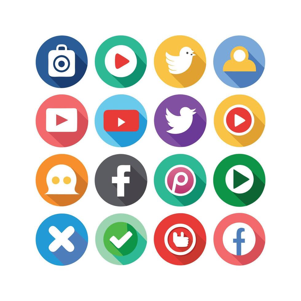 Social Media Icon Set Collection for Websites and Mobile Applications vector