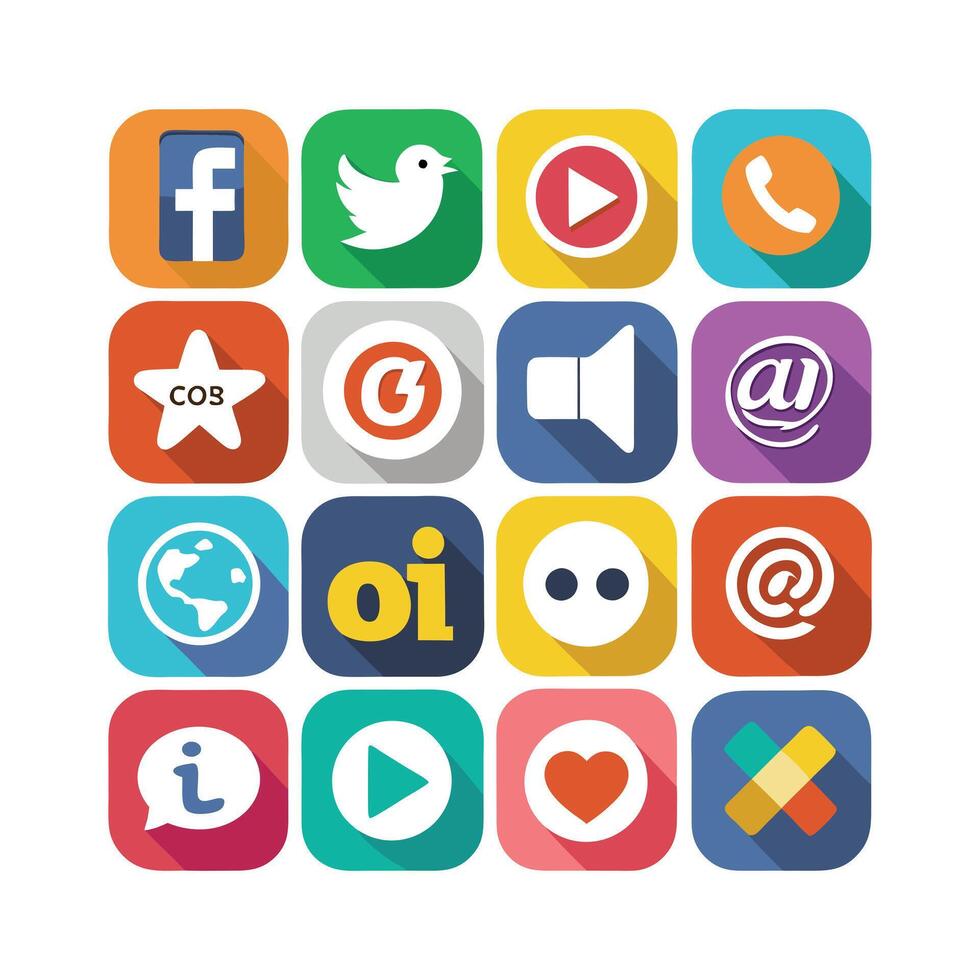 Social Media Icon Set Collection for Websites and Mobile Applications vector