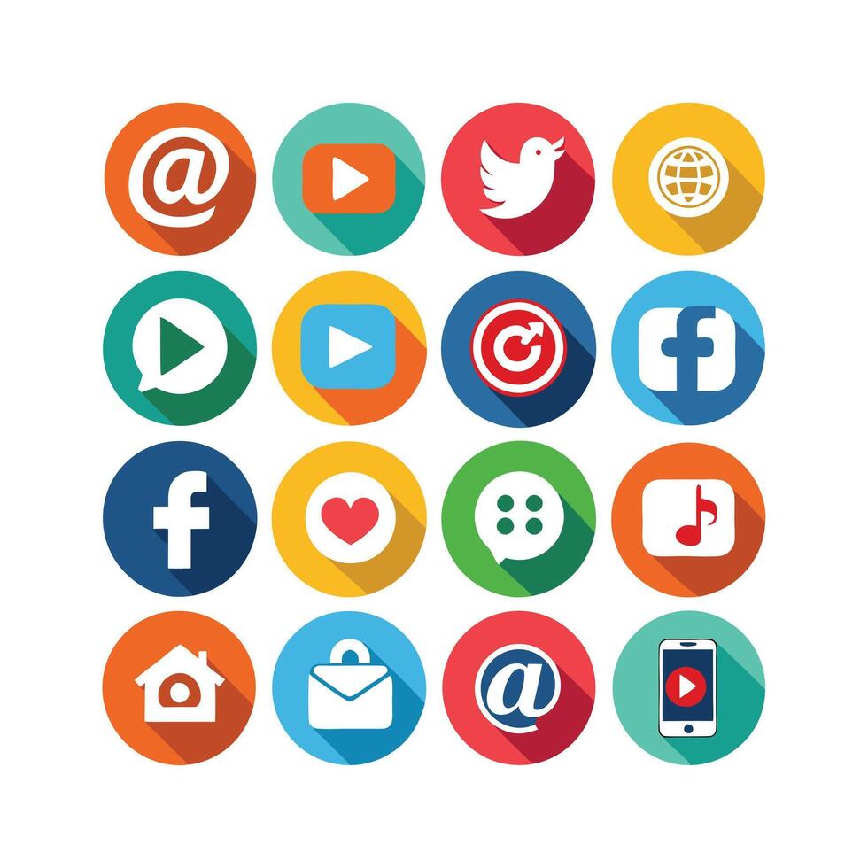 Social Media Icon Set Collection for Websites and Mobile Applications vector