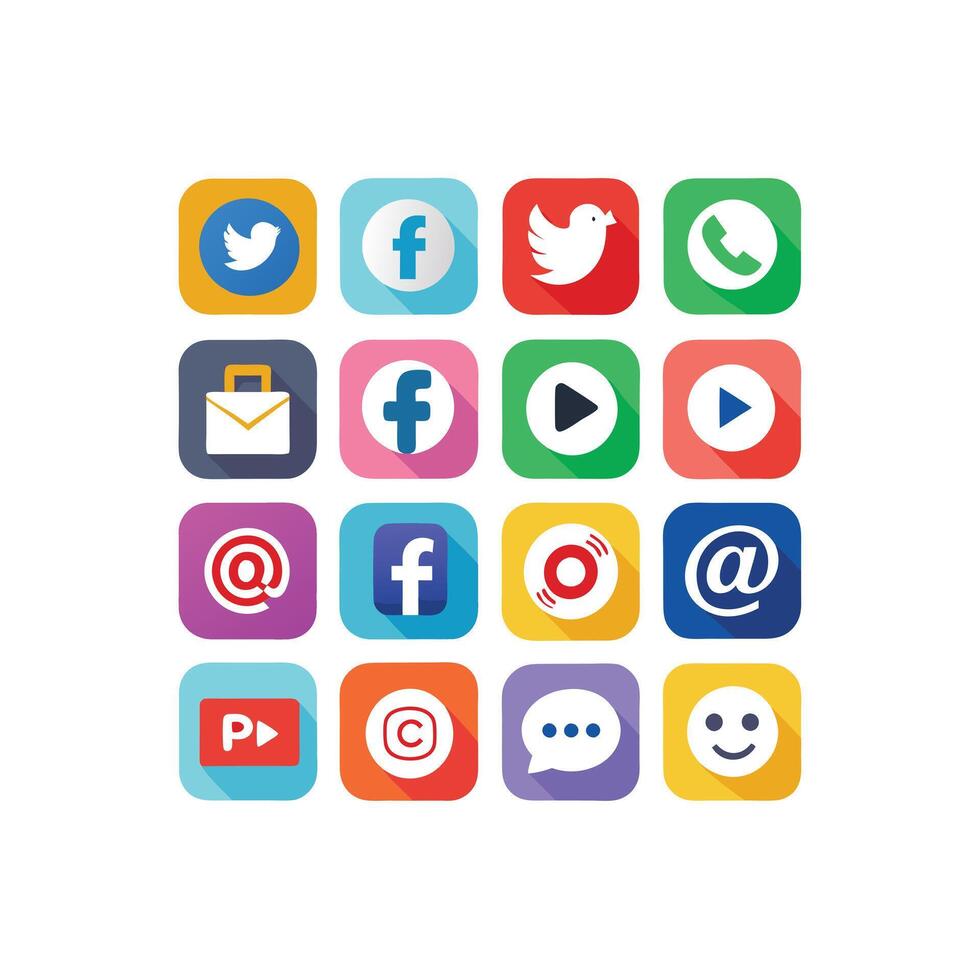 Social Media Icon Set Collection for Websites and Mobile Applications vector