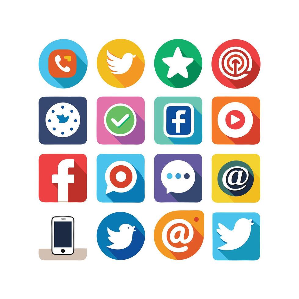 Social Media Icon Set Collection for Websites and Mobile Applications vector