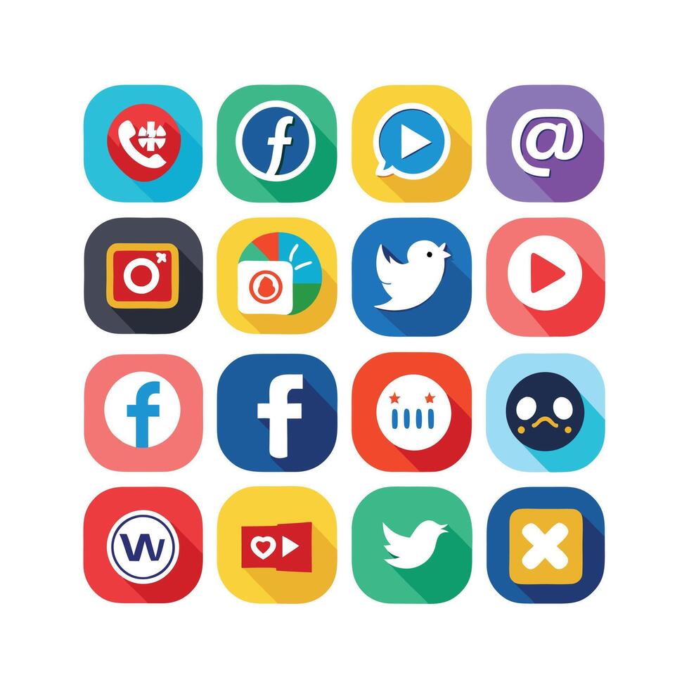 Social Media Icon Set Collection for Websites and Mobile Applications vector