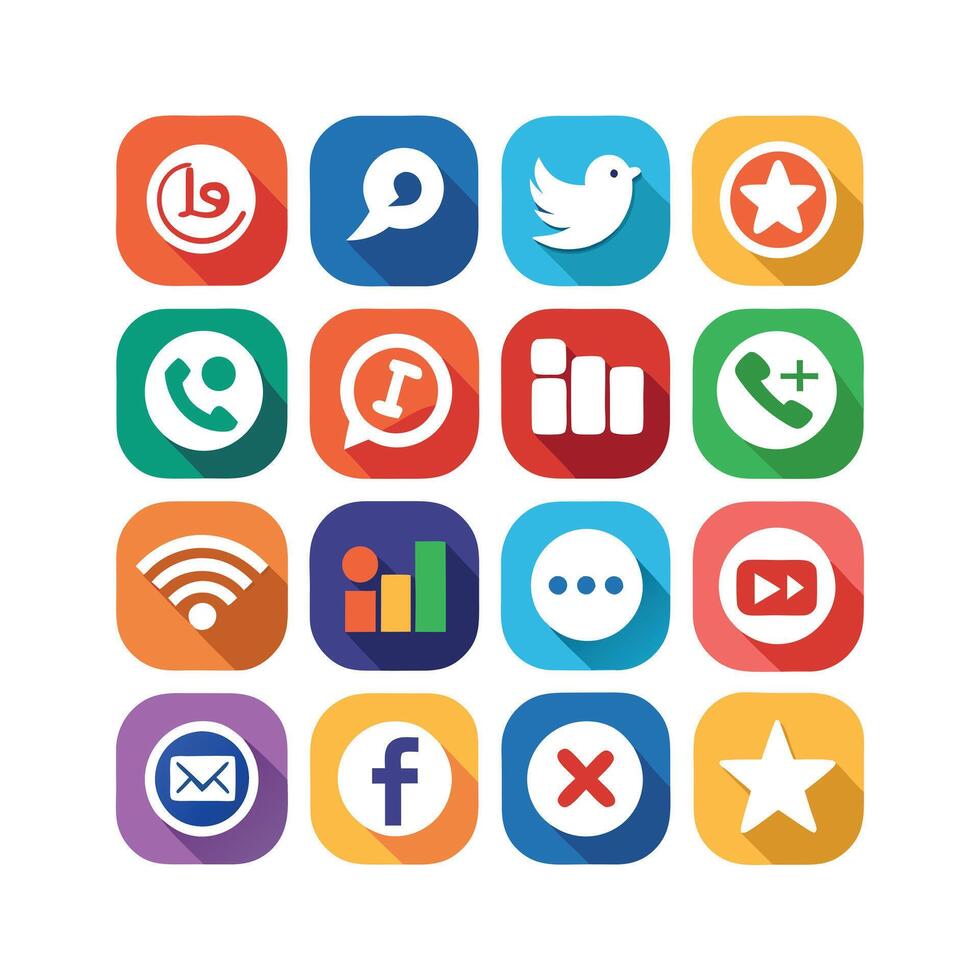 Social Media Icon Set Collection for Websites and Mobile Applications vector