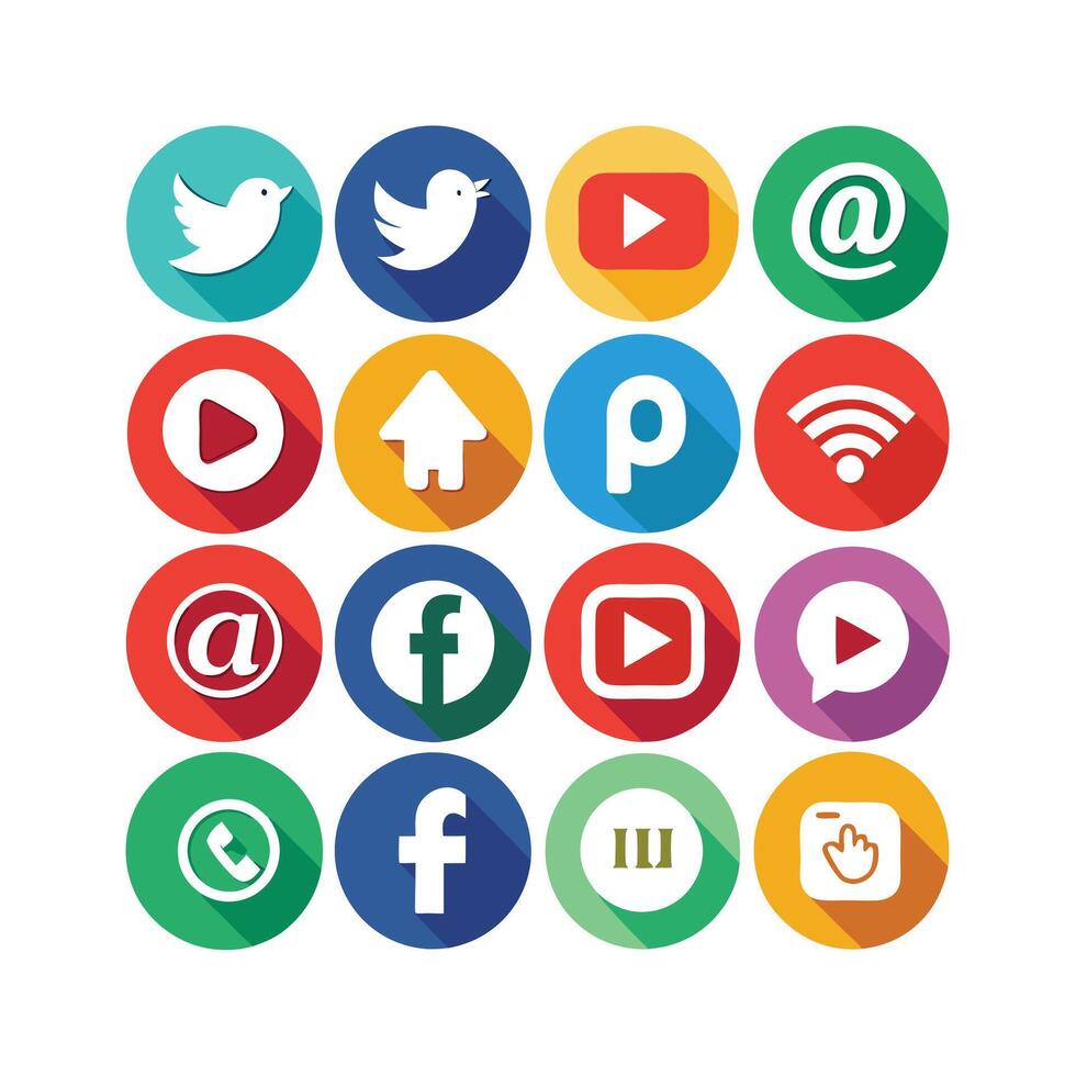 Social Media Icon Set Collection for Websites and Mobile Applications vector