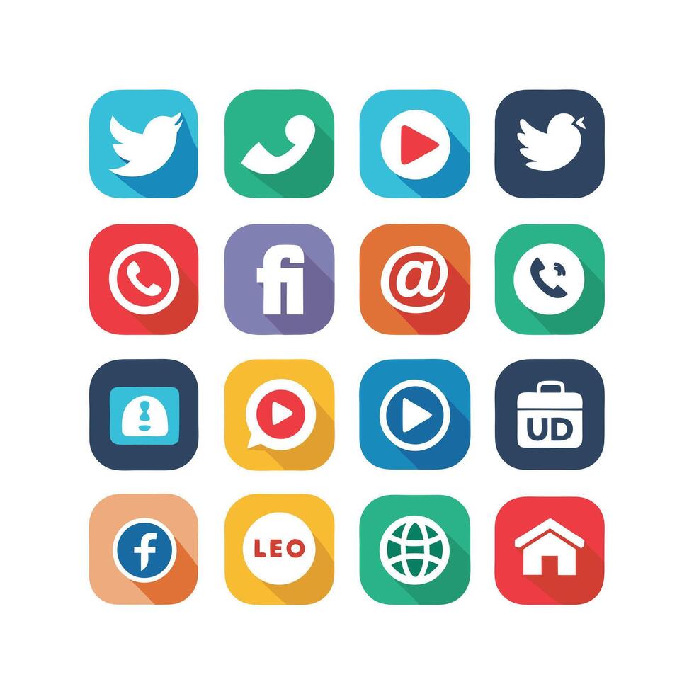 Social Media Icon Set Collection for Websites and Mobile Applications vector