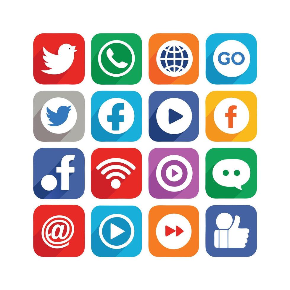 Social Media Icon Set Collection for Websites and Mobile Applications vector