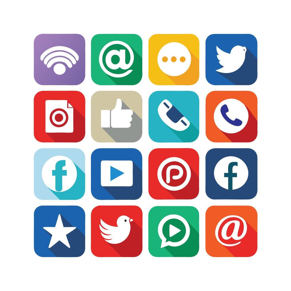 Social Media Icon Set Collection for Websites and Mobile Applications vector