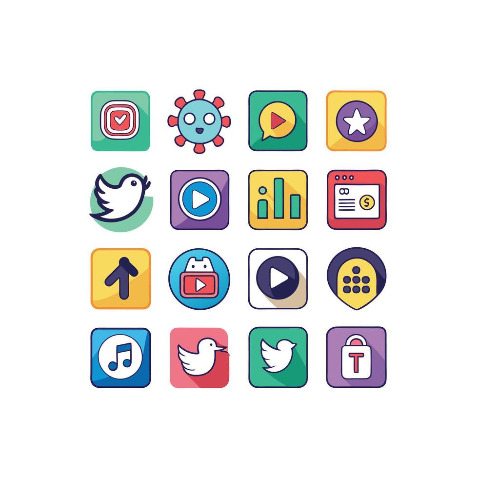 Social Media Icon Set Collection for Websites and Mobile Applications vector