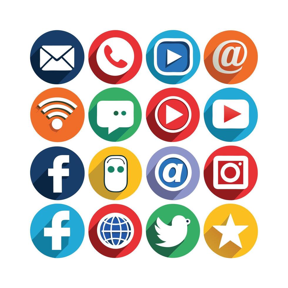 Social Media Icon Set Collection for Websites and Mobile Applications vector