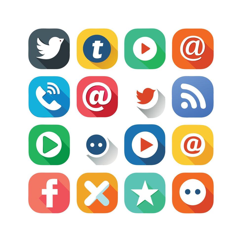 Social Media Icon Set Collection for Websites and Mobile Applications vector
