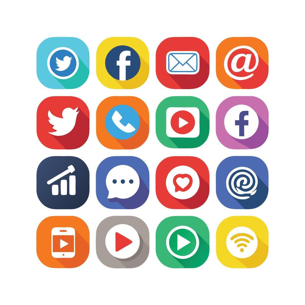 Social Media Icon Set Collection for Websites and Mobile Applications vector