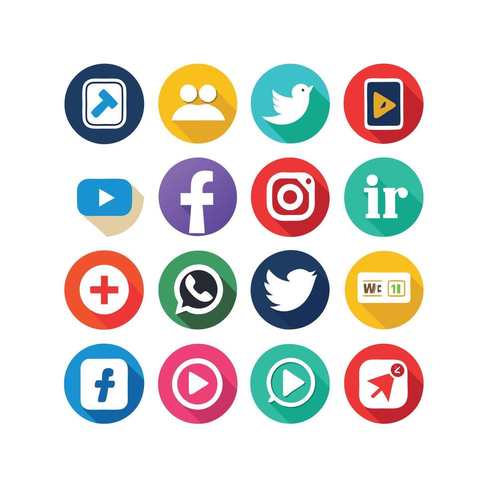 Social Media Icon Set Collection for Websites and Mobile Applications vector
