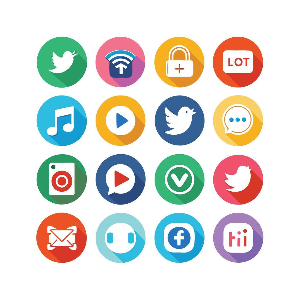 Social Media Icon Set Collection for Websites and Mobile Applications vector