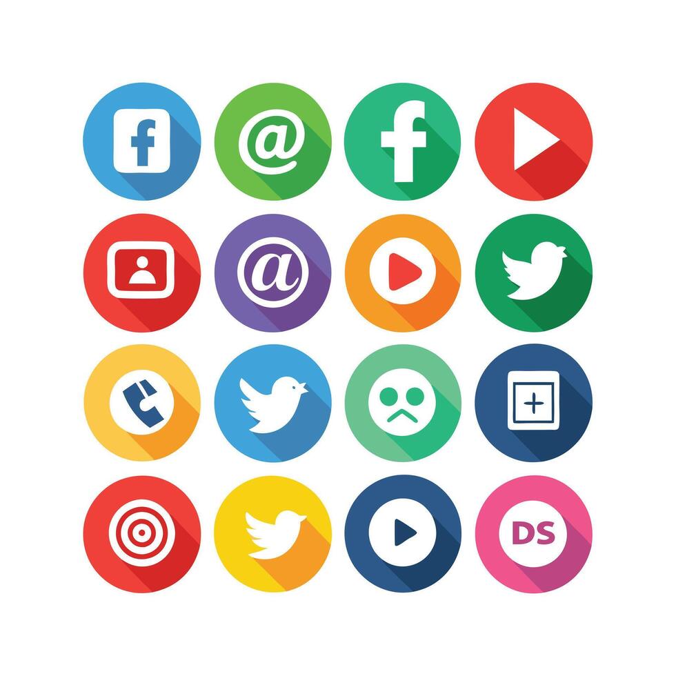Social Media Icon Set Collection for Websites and Mobile Applications vector