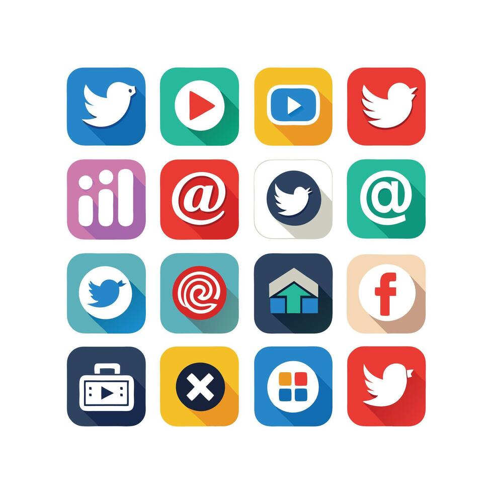 Social Media Icon Set Collection for Websites and Mobile Applications vector