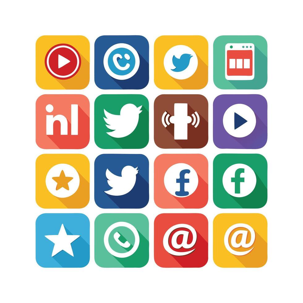 Social Media Icon Set Collection for Websites and Mobile Applications vector