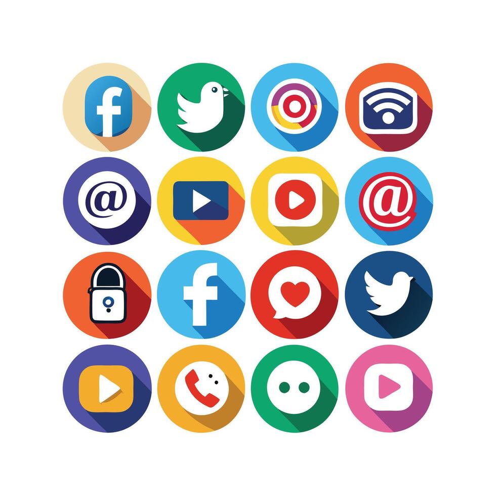 Social Media Icon Set Collection for Websites and Mobile Applications vector