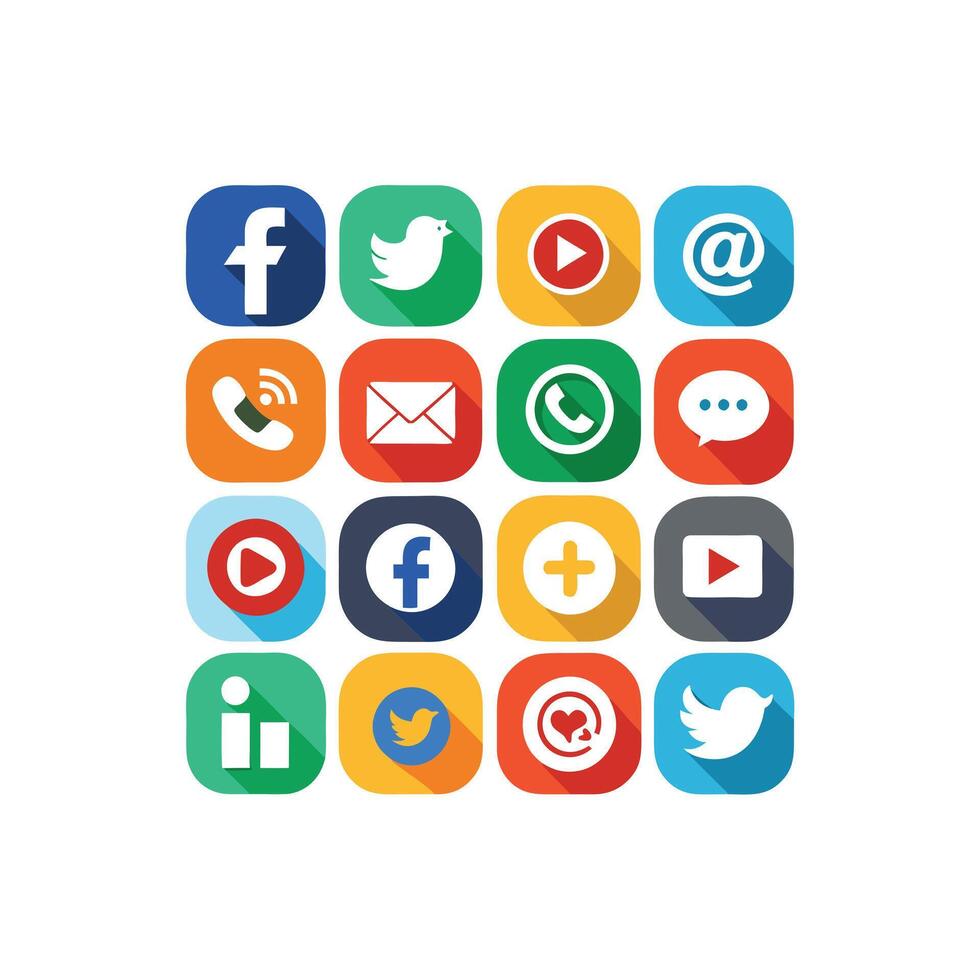 Social Media Icon Set Collection for Websites and Mobile Applications vector