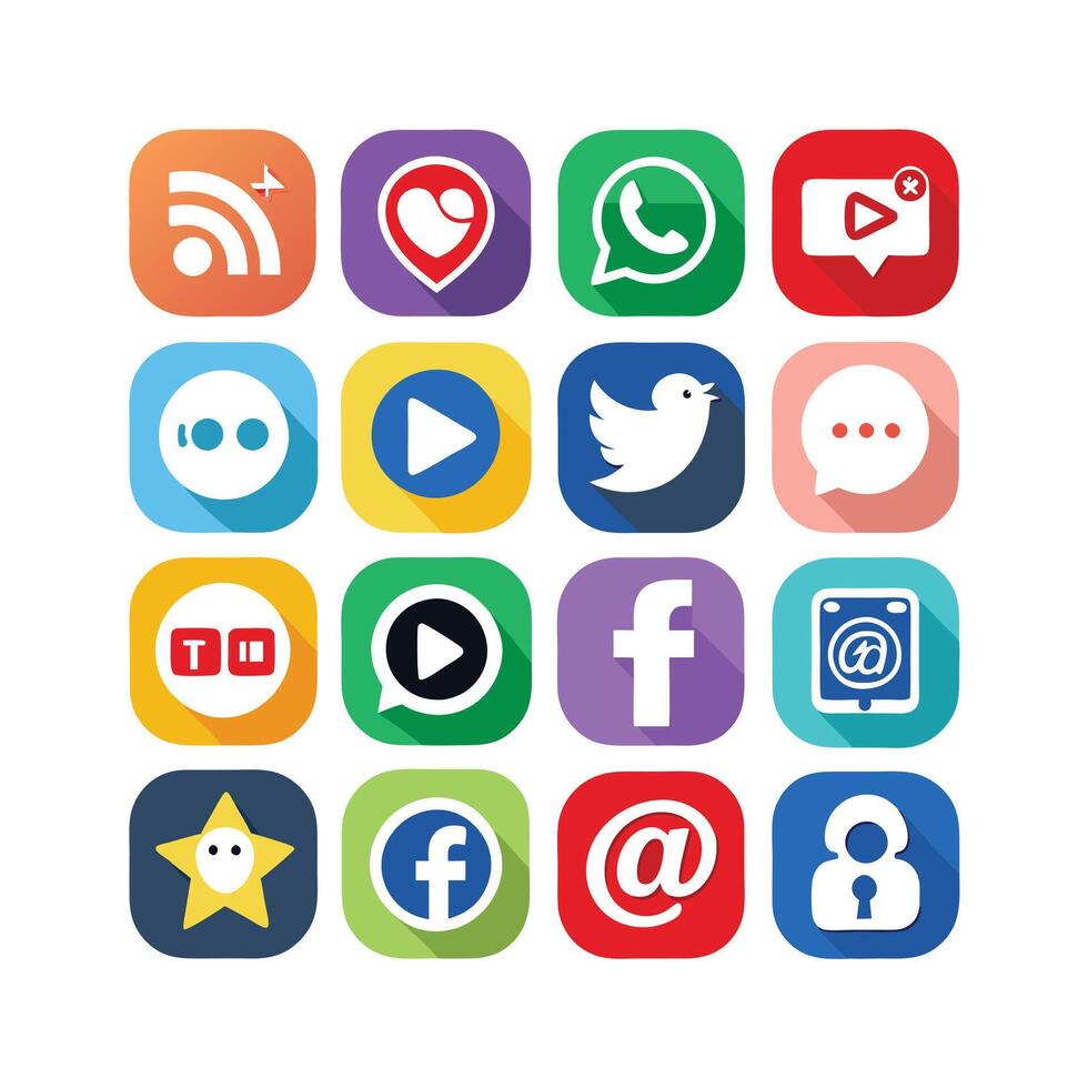 Social Media Icon Set Collection for Websites and Mobile Applications vector