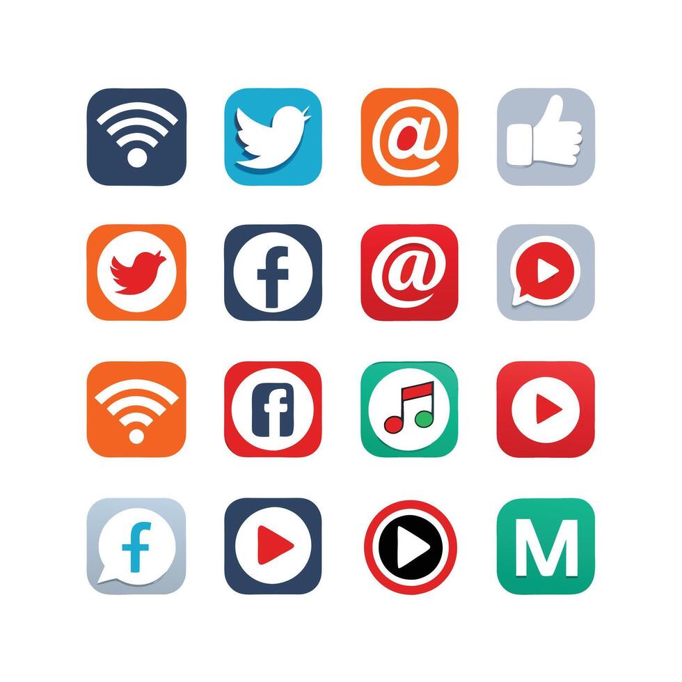 Social Media Icon Set Collection for Websites and Mobile Applications vector