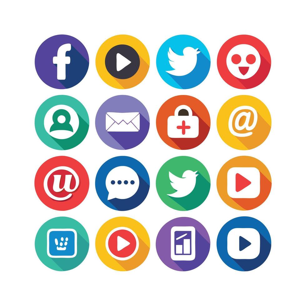 Social Media Icon Set Collection for Websites and Mobile Applications vector