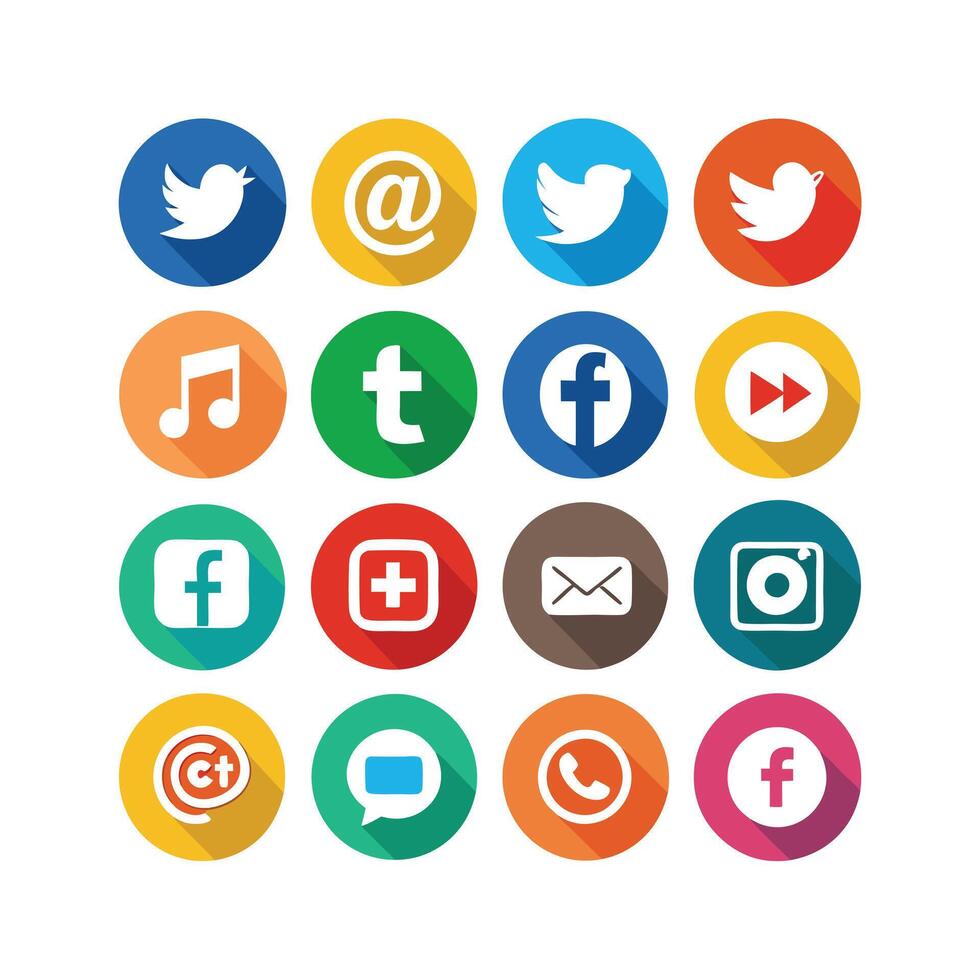 Social Media Icon Set Collection for Websites and Mobile Applications vector