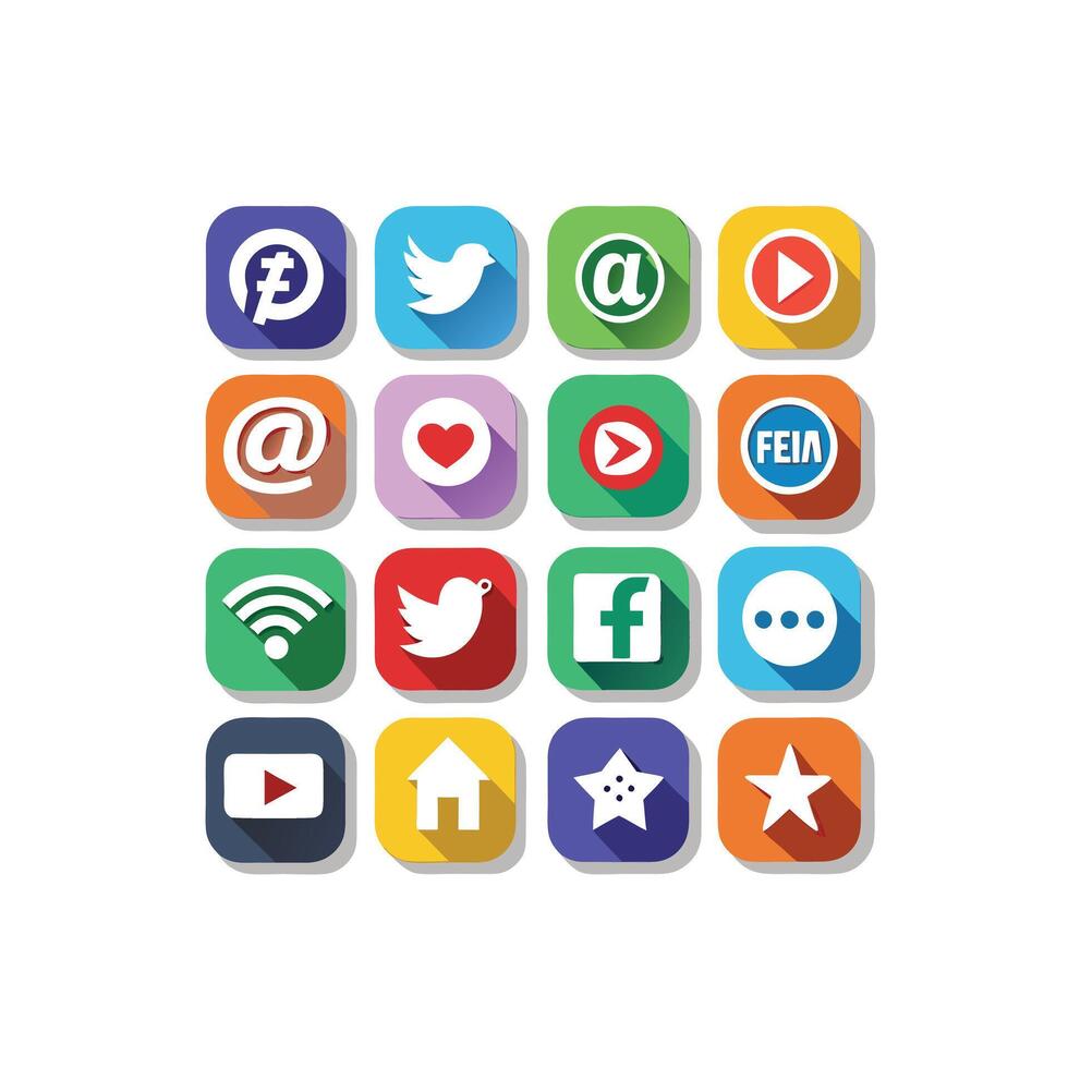 Social Media Icon Set Collection for Websites and Mobile Applications vector