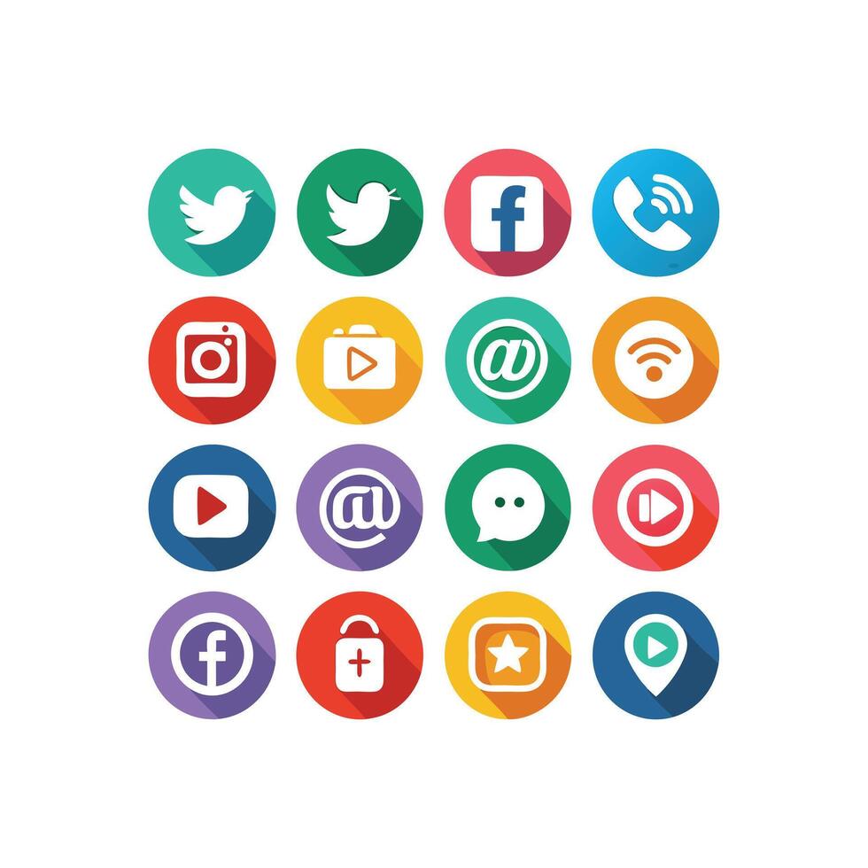Social Media Icon Set Collection for Websites and Mobile Applications vector