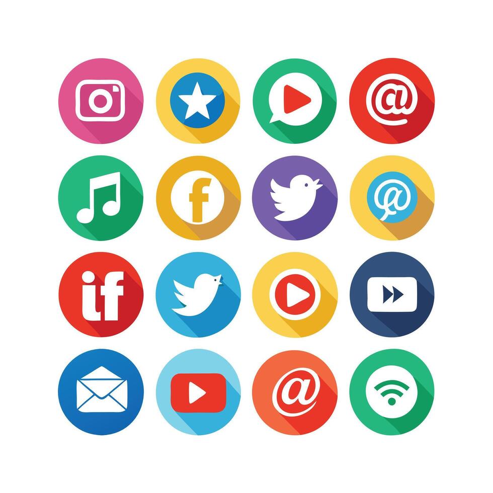Social Media Icon Set Collection for Websites and Mobile Applications vector