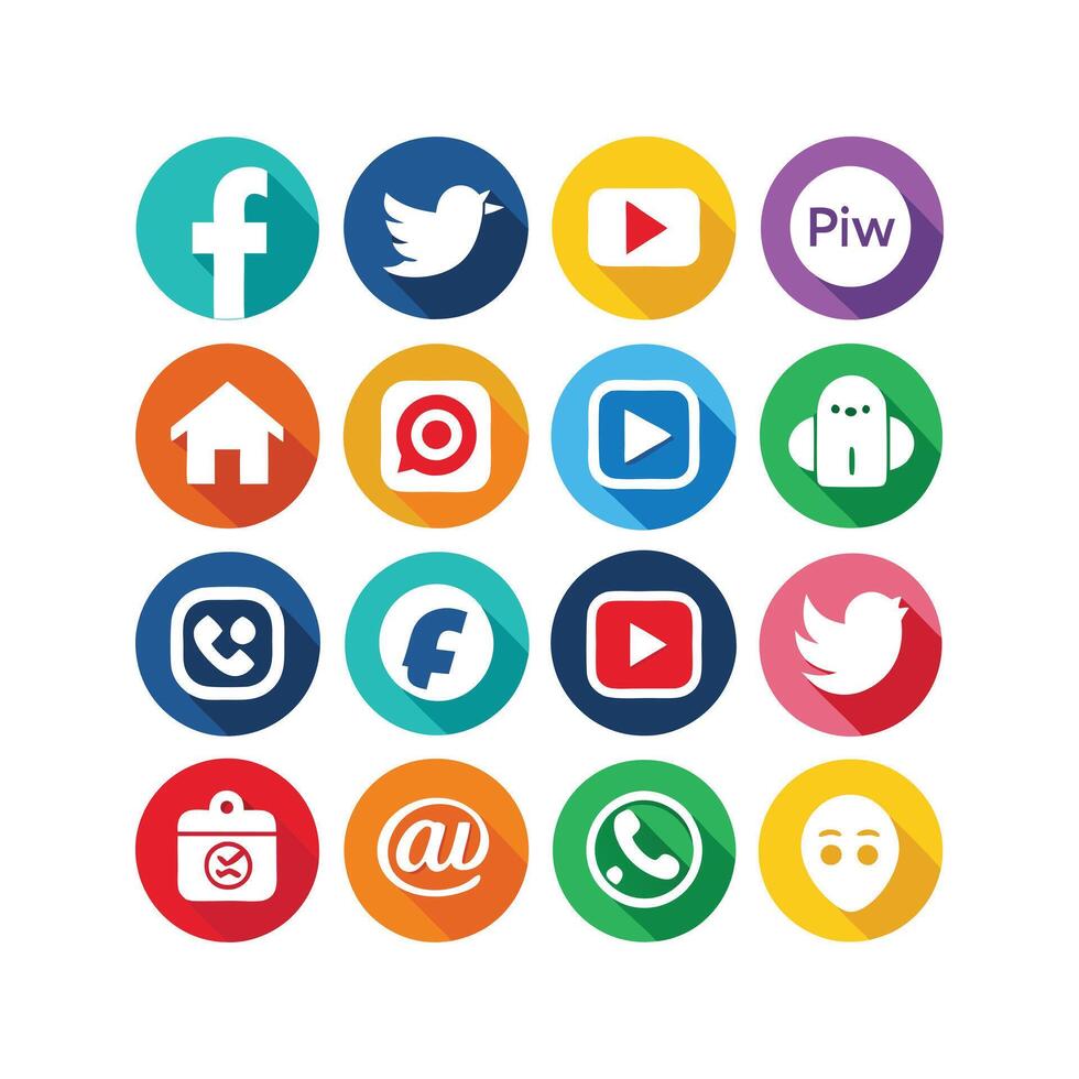 Social Media Icon Set Collection for Websites and Mobile Applications vector