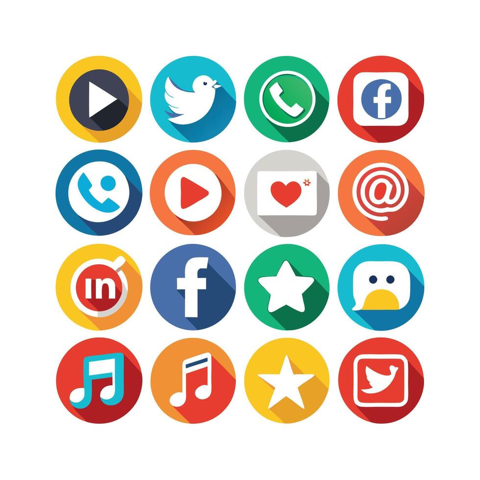 Social Media Icon Set Collection for Websites and Mobile Applications vector