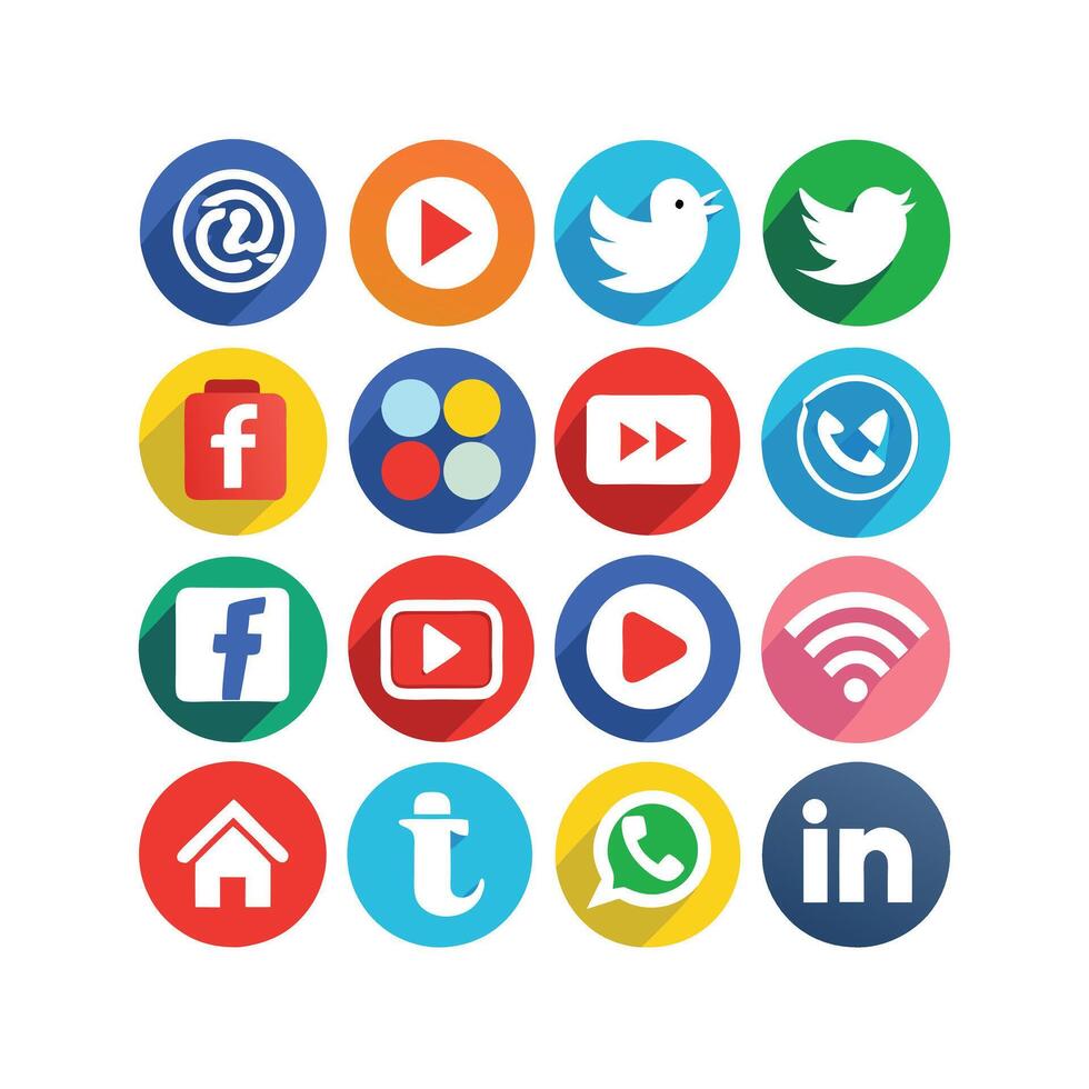 Social Media Icon Set Collection for Websites and Mobile Applications vector