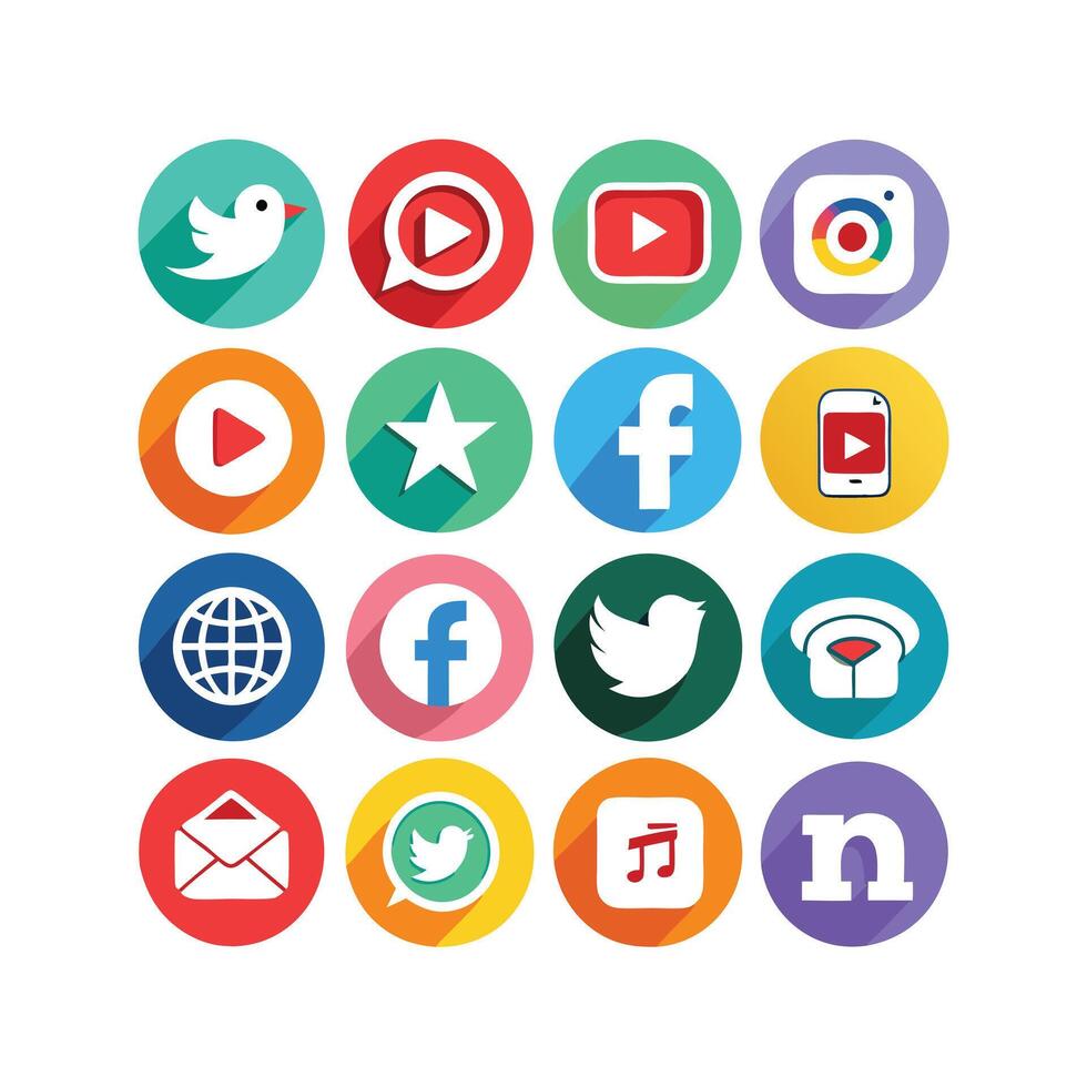 Social Media Icon Set Collection for Websites and Mobile Applications vector