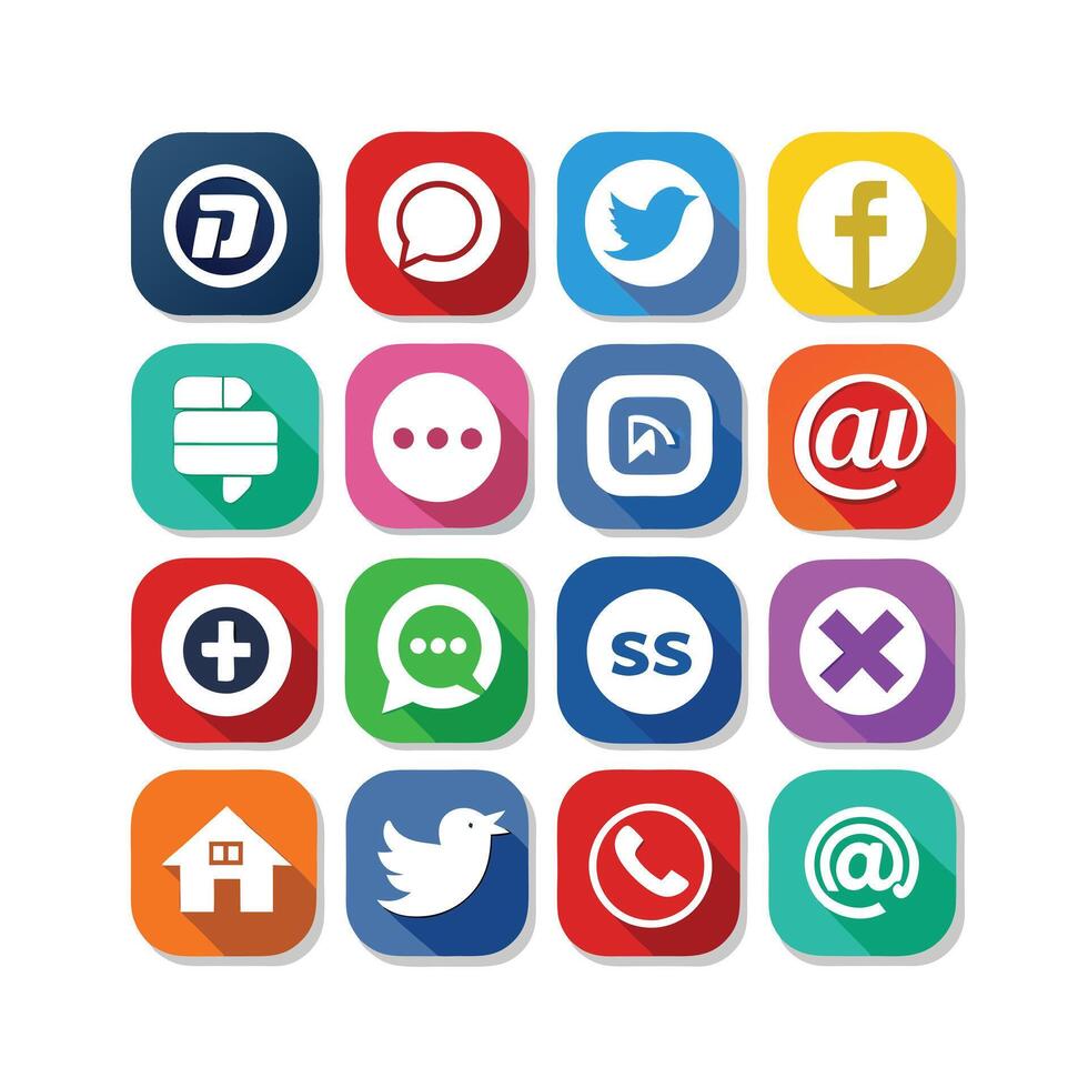 Social Media Icon Set Collection for Websites and Mobile Applications vector