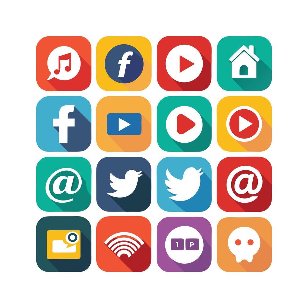 Social Media Icon Set Collection for Websites and Mobile Applications vector