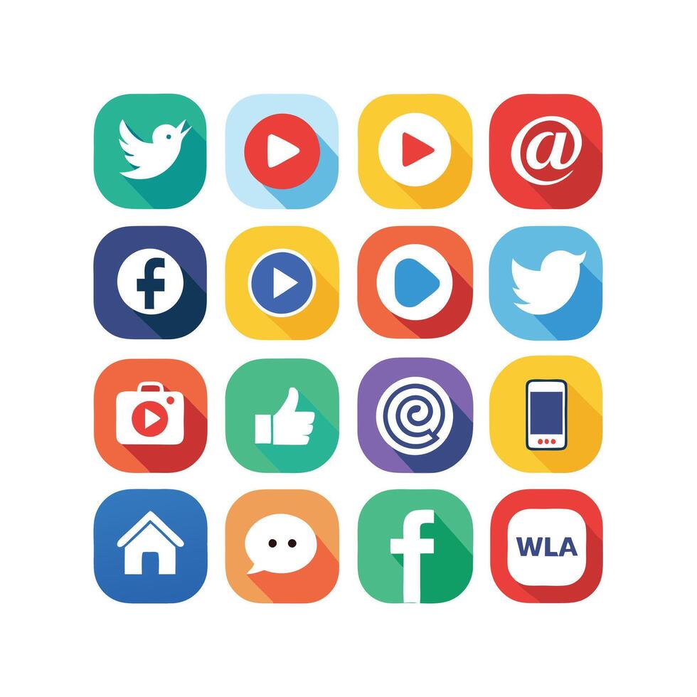 Social Media Icon Set Collection for Websites and Mobile Applications vector