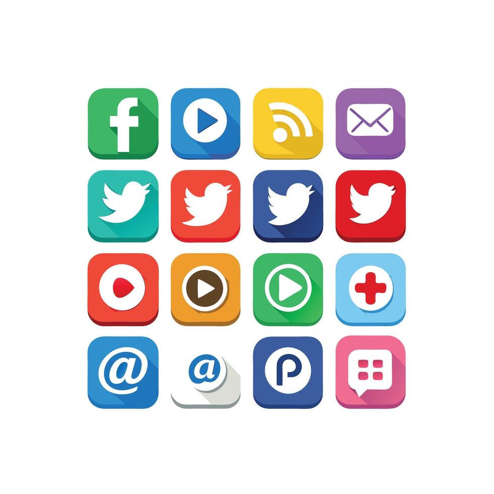 Social Media Icon Set Collection for Websites and Mobile Applications vector