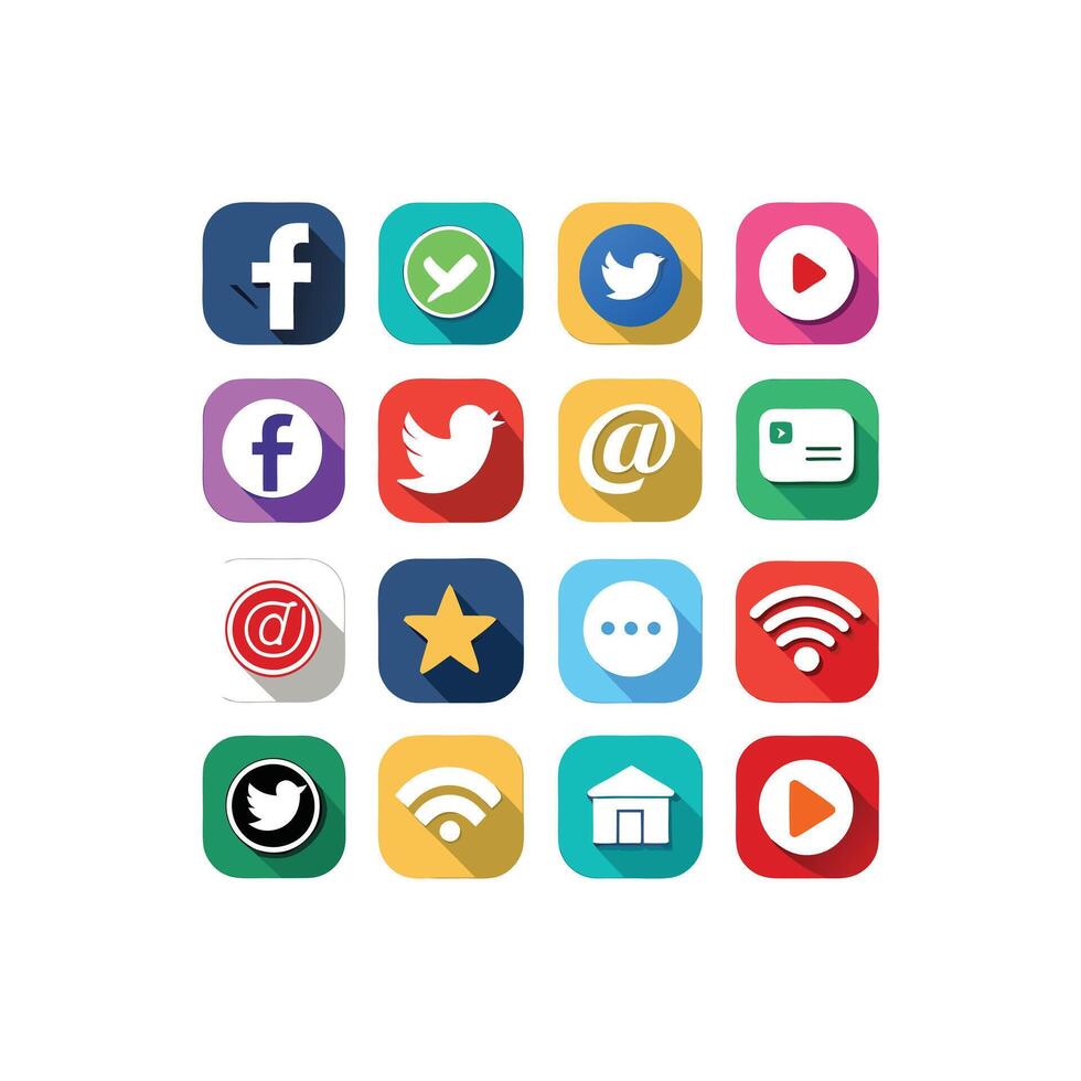 Social Media Icon Set Collection for Websites and Mobile Applications vector