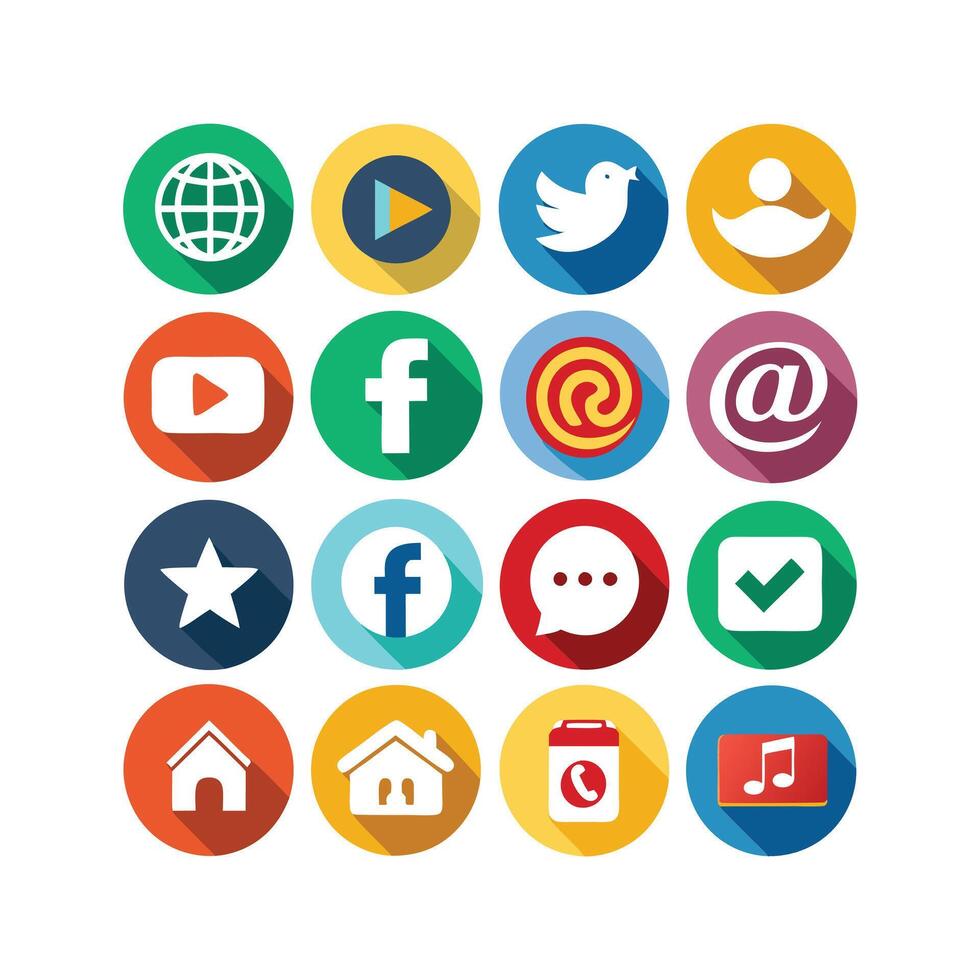 Social Media Icon Set Collection for Websites and Mobile Applications vector
