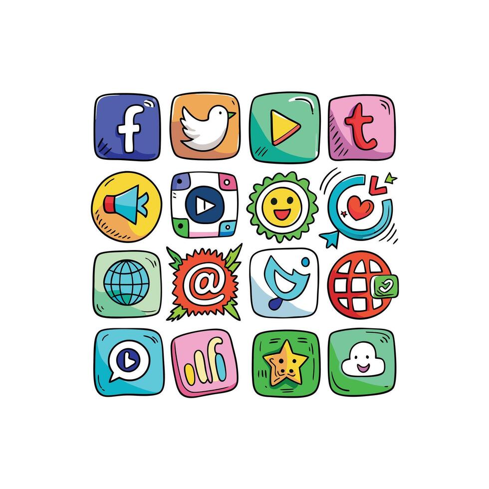Social Media Icon Set Collection for Websites and Mobile Applications vector