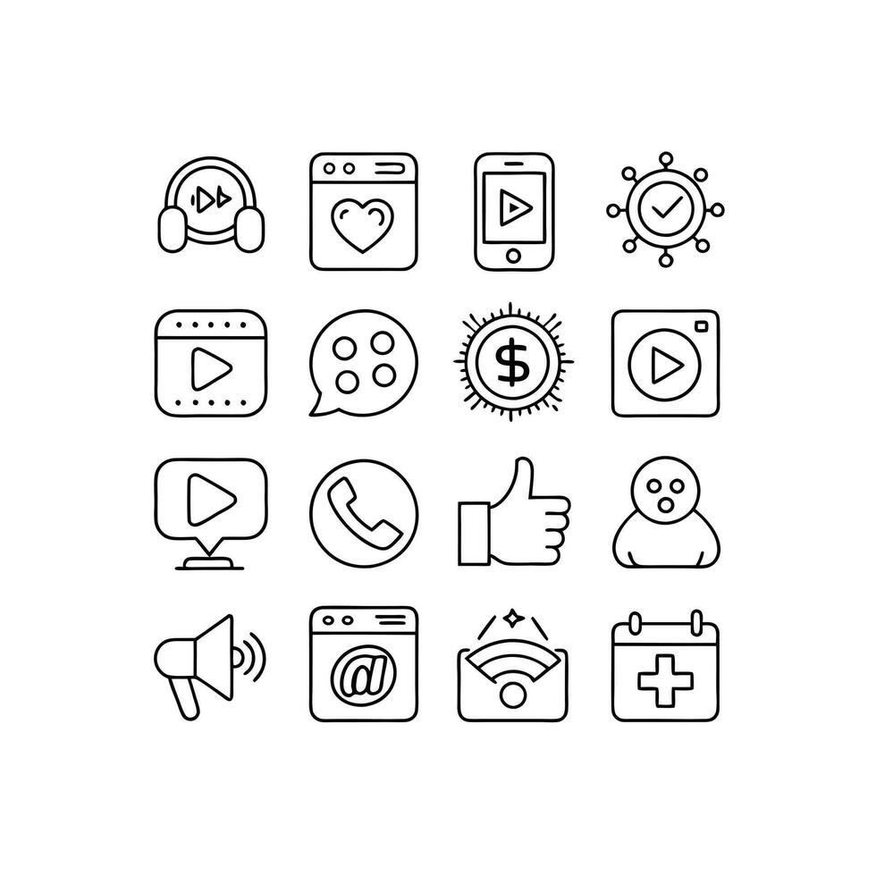 Social Media Icon Set Collection for Websites and Mobile Applications vector