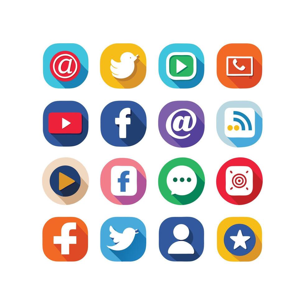 Social Media Icon Set Collection for Websites and Mobile Applications vector