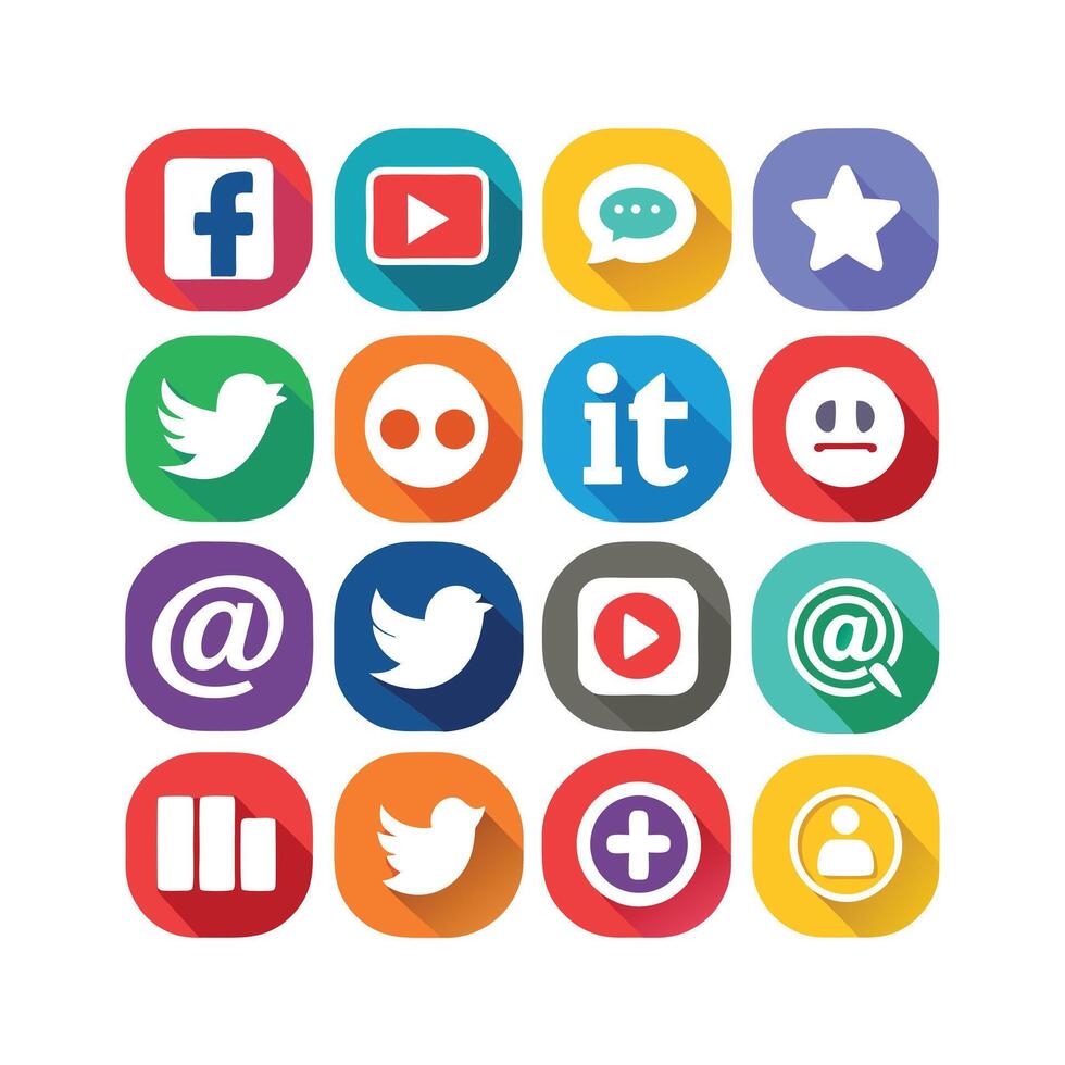Social Media Icon Set Collection for Websites and Mobile Applications vector