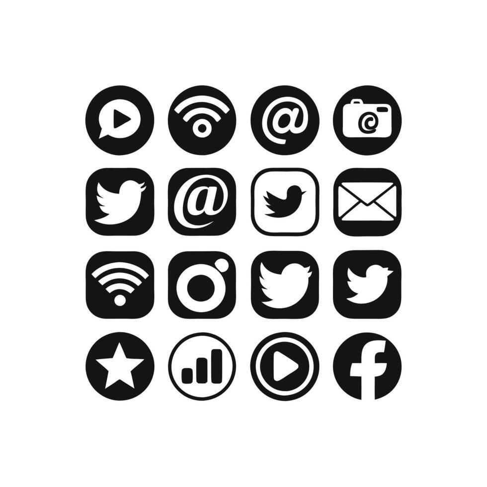 Social Media Icon Set Collection for Websites and Mobile Applications vector