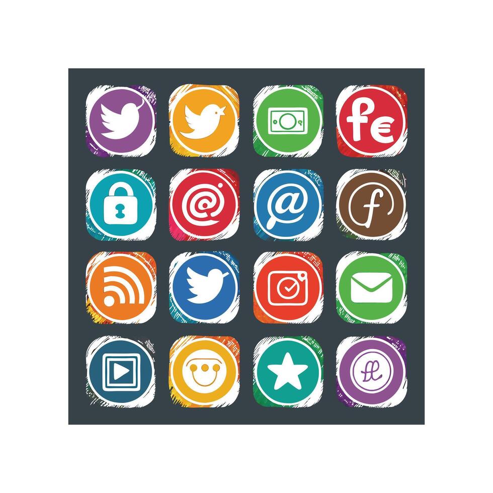 Social Media Icon Set Collection for Websites and Mobile Applications vector