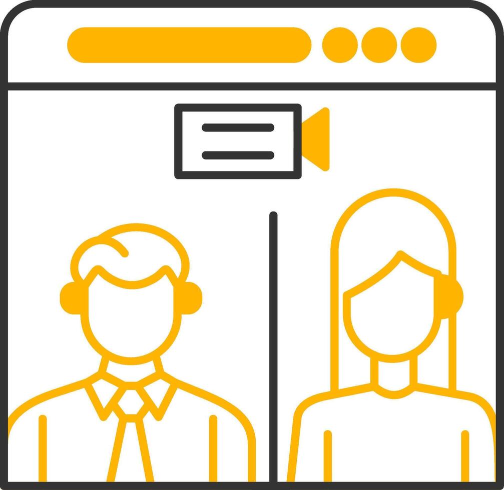 Web Conference Line Two Color Icon vector